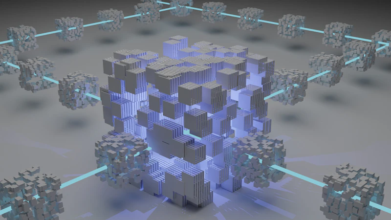 Renderização abstrata de uma estrutura digital em órbita